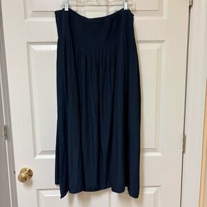 J. Jill Navy Blue Maxi Skirt with Smocked Waist Large feels like silk
